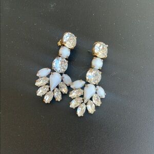 J. Crew Elegant Silver and White Crystal Earrings